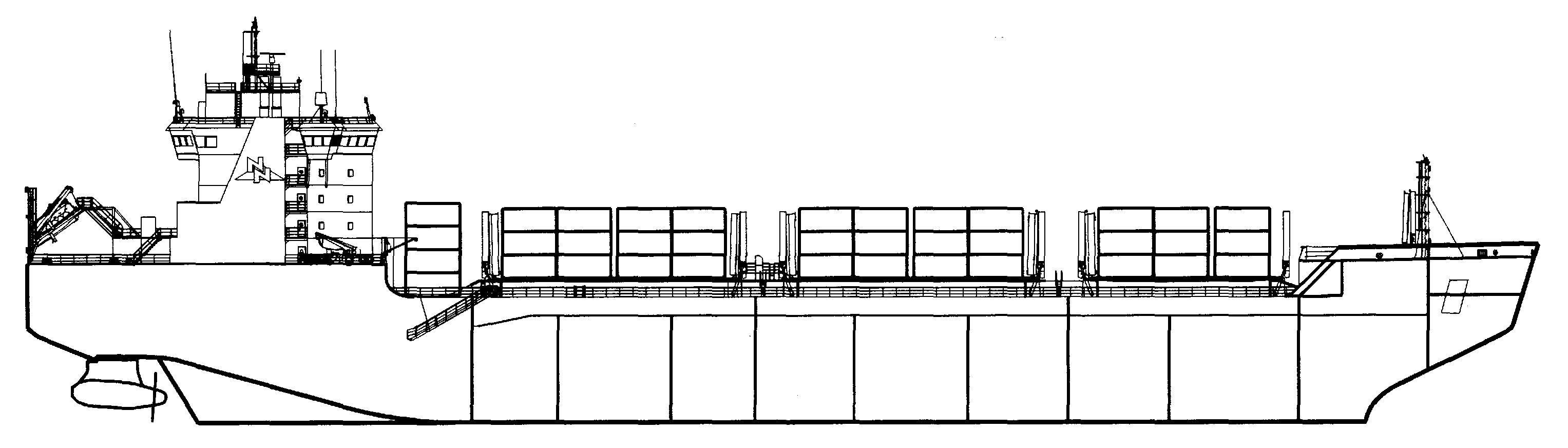 Чертеж судна контейнеровоза