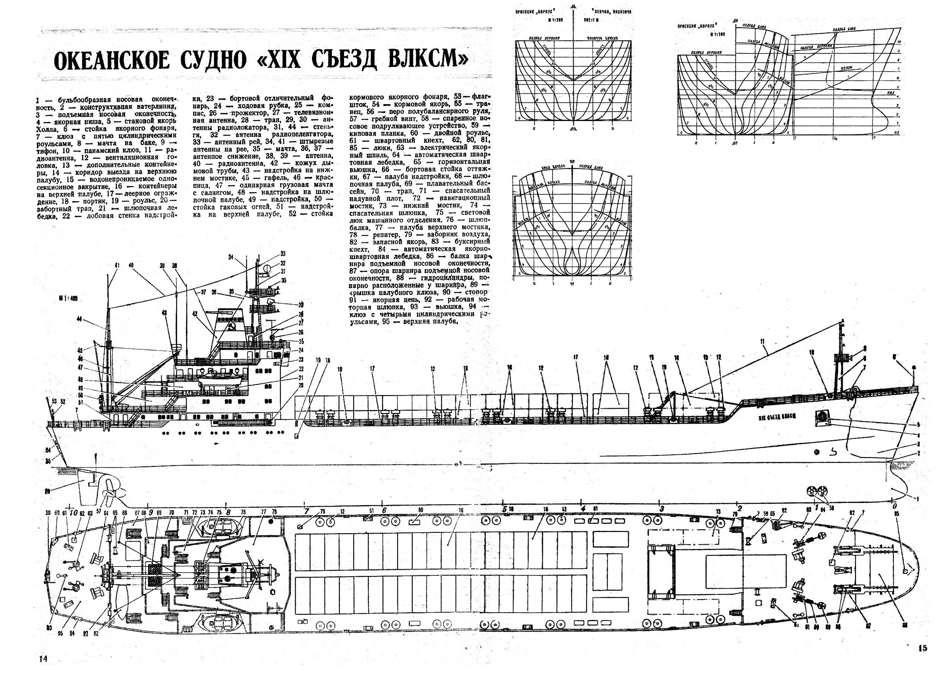 Теоретический чертеж сухогруза